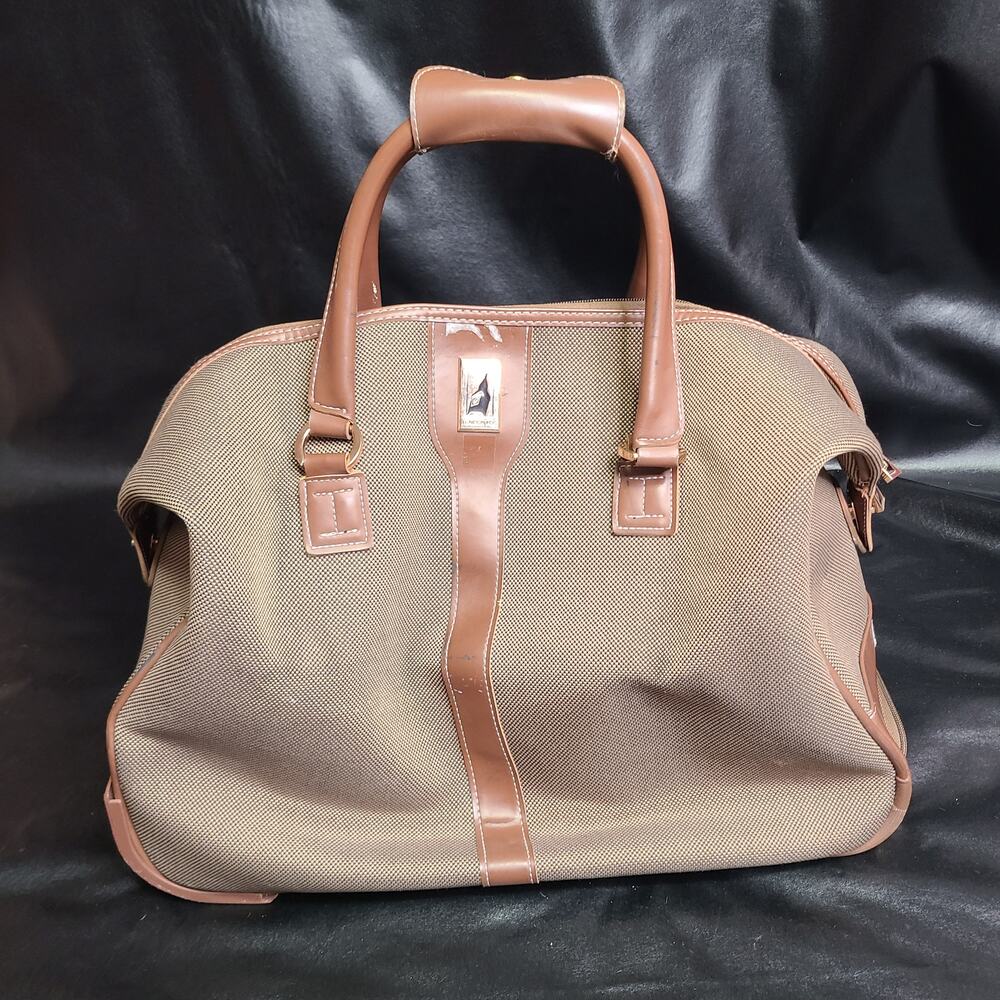 London Fog large brown rolling travel suitcase
